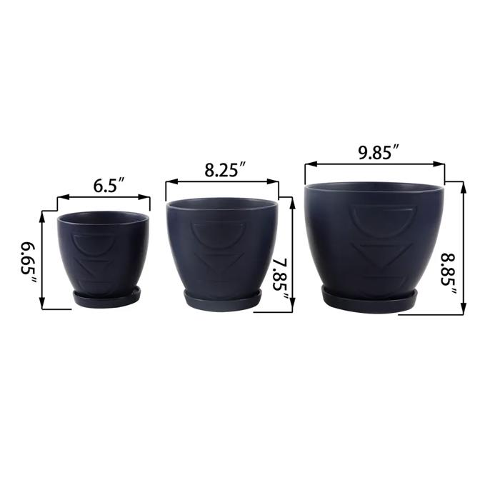 Set of 3 Hamburg Planters w/ Saucer 