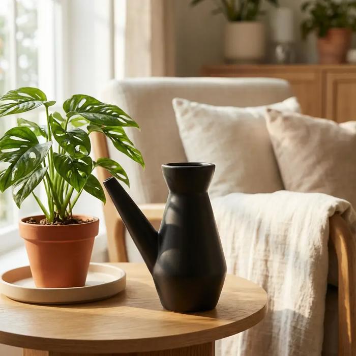 Matte Black Ceramic Watering Can