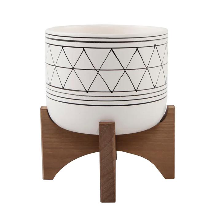 5" White & Black Geo Planter