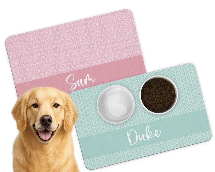 Personalized Pink and Teal Pet Mats