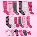  6-Pair Breast Cancer Awareness Compression Knee High & Ankle Socks