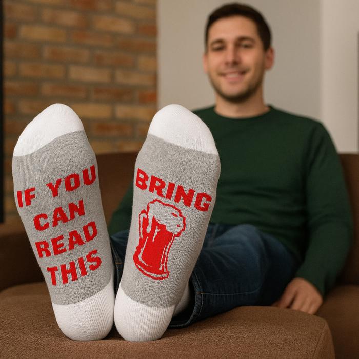 4-Pairs: Patterned Novelty Socks If You Can Read This Bring Me Socks