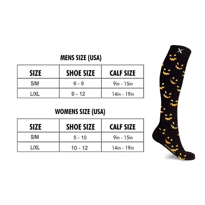 Men's & Womenswear Knee High Compression Halloween Spooky Socks | 3-Pairs