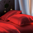 Red King 4-Piece Soft & Silk feel Satin Sheet Set with 2 Pillowcases