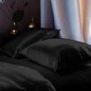 Black King 4-Piece Soft & Silk feel Satin Sheet Set with 2 Pillowcases