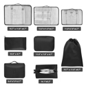Black 8-Piece Lightweight Compact Organizing Packing Cubes