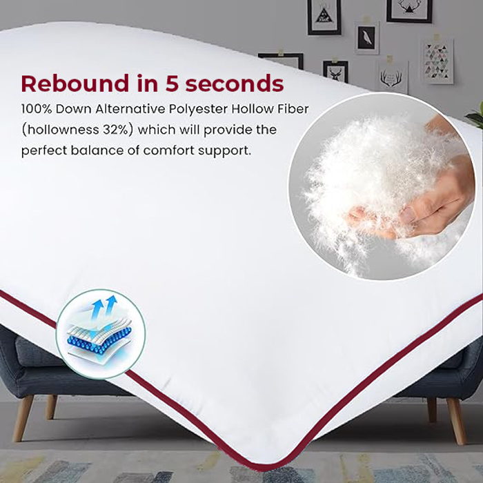 Set of 2 Plush Fiber Fill Standard Pillow with Piping