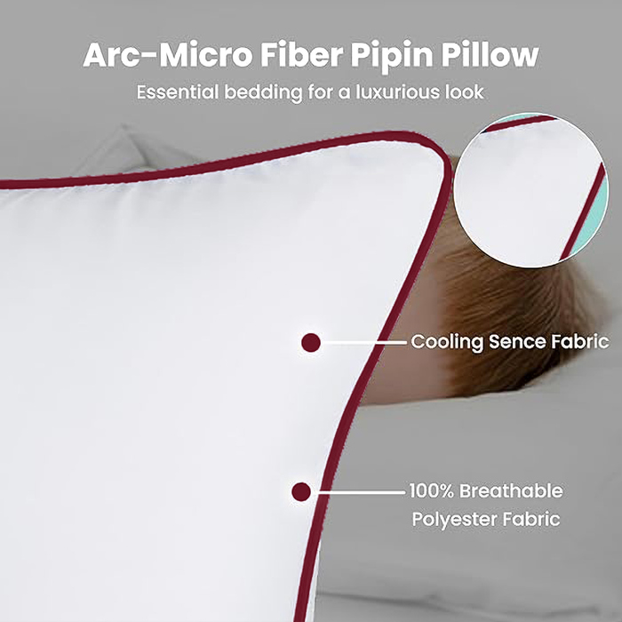 Set of 2 Plush Fiber Fill Standard Pillow with Piping