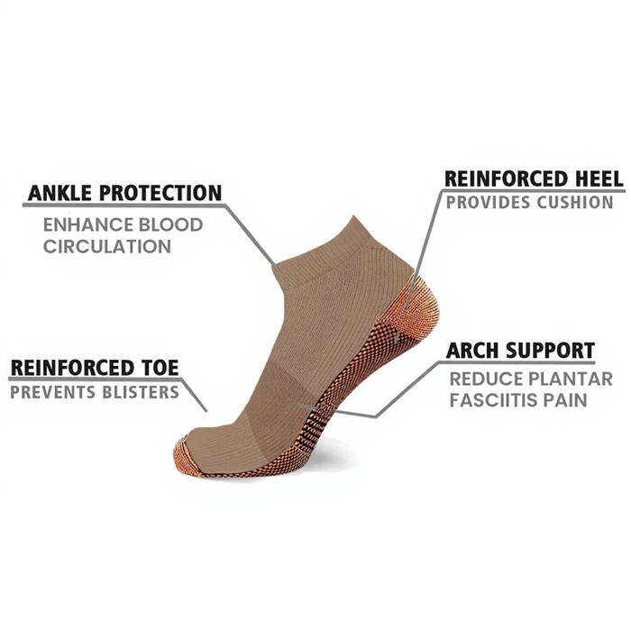 3-Pair Copper Compression Ankle Socks for Men & Women