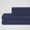 Navy Twin Hotel Luxury 2000 Series 6-Piece Rayon from Bamboo Cooling Bed Sheet Set