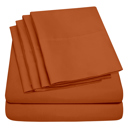 Terracotta Queen Ultra-Soft 6-Piece Microfiber Sheet Set – Lightweight, Wrinkle-Free, Deep Pocket Bedding for All Bed Sizes
