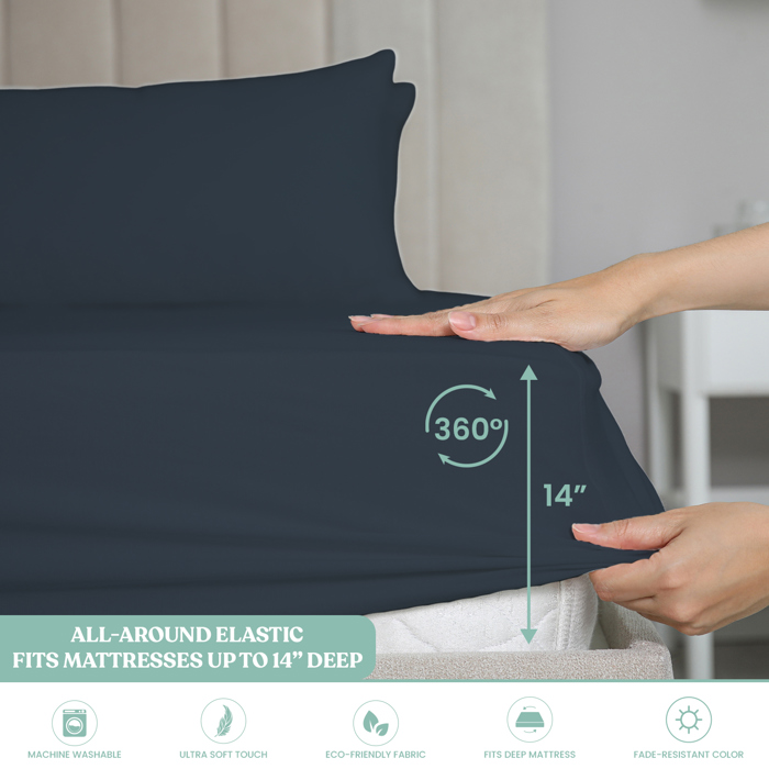 Ultra-Soft 6-Piece Microfiber Sheet Set – Lightweight, Wrinkle-Free, Deep Pocket Bedding for All Bed Sizes