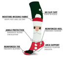 Holiday Necessities L-XL Christmas Tree Santa Snow Flakes Collection Knee-High Support Compression Socks for Travel, Work & Winter Joy | 3 Pairs