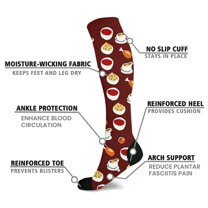 3 Pair - Holiday Christmas & Thanksgiving Comfort Knee High Compression Socks