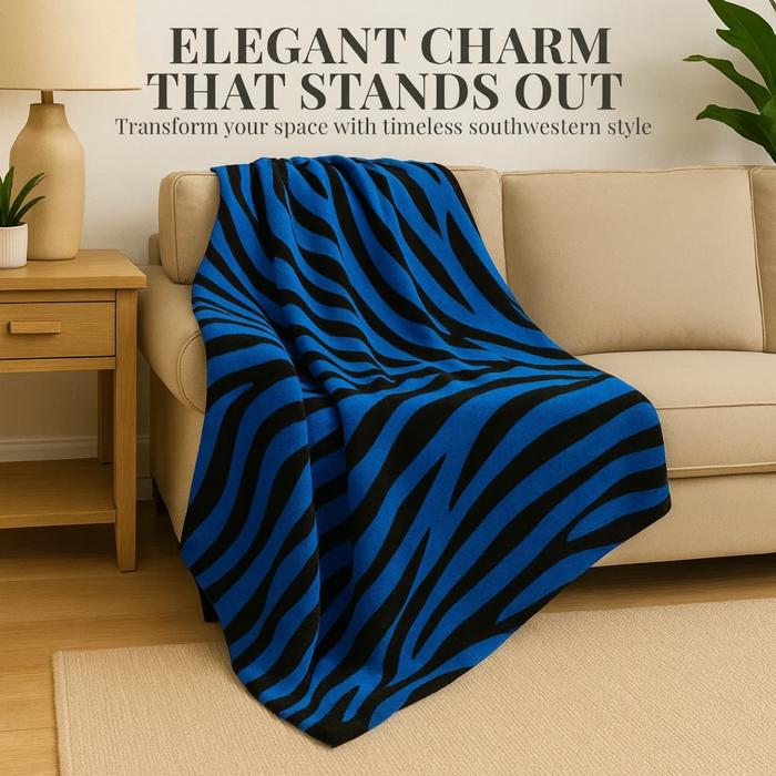 Super Soft And Warm White & Black Zebra Print Mink Plush Blanket Queen Size