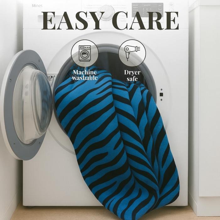 Super Soft And Warm White & Black Zebra Print Mink Plush Blanket Queen Size