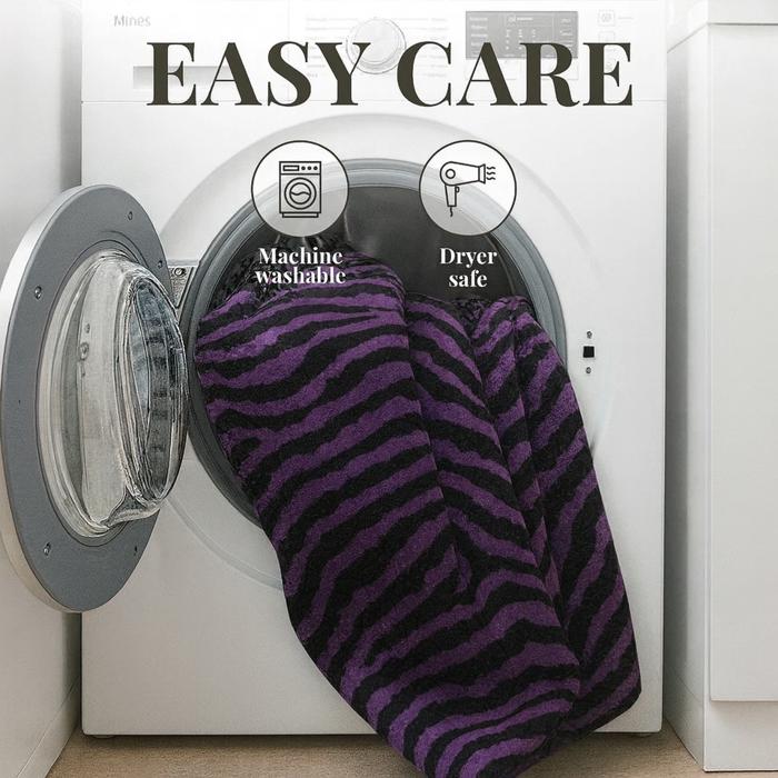 Super Soft And Warm White & Black Zebra Print Mink Plush Blanket Queen Size