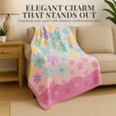 Queen Multicolored Floral Fuzzy Queen Blanket Ultra-Soft & Warm