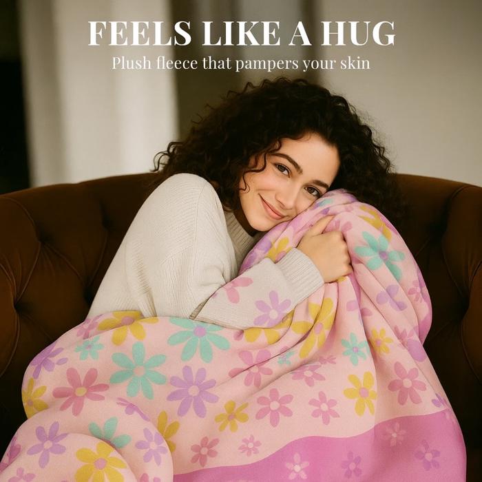 Multicolored Floral Fuzzy Queen Blanket Ultra-Soft & Warm