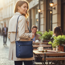 Navy Unisex Leather Cross Body Messenger Bag