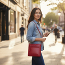 Red Unisex Leather Cross Body Messenger Bag