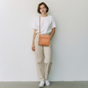 Tan Unisex Leather Cross Body Messenger Bag
