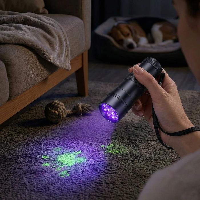 Pet Urine Detector UV Flashlight 12 LED Portable Black Light for Locating Pet Stains on Carpet, Furniture & Floors 1 and 2 pack