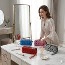 Pink 1-Pack Stylish Diamond Pattern Cosmetic Organizer Makeup Bag (1 Or 2 Pack)