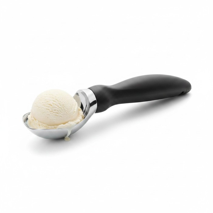 Premium Ice Cream Scoop Polished Steel Scooper with Comfortable Anti-Slip Handle for Easy Serving