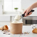 Black Premium Ice Cream Scoop Polished Steel Scooper with Comfortable Anti-Slip Handle for Easy Serving