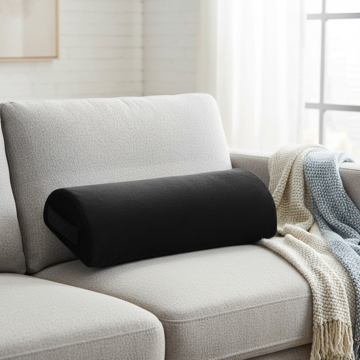 Orthopedic Half-Round Lumbar Neck & Leg Relief Pillow with Removable Cover