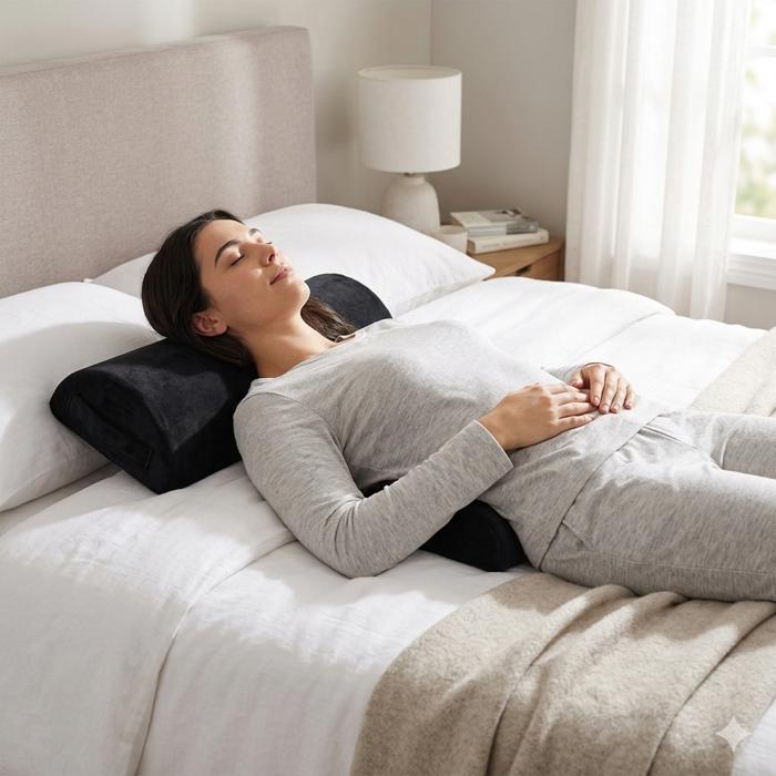 Orthopedic Half-Round Lumbar Neck & Leg Relief Pillow with Removable Cover