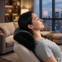 Black Orthopedic Half-Round Lumbar Neck & Leg Relief Pillow with Removable Cover