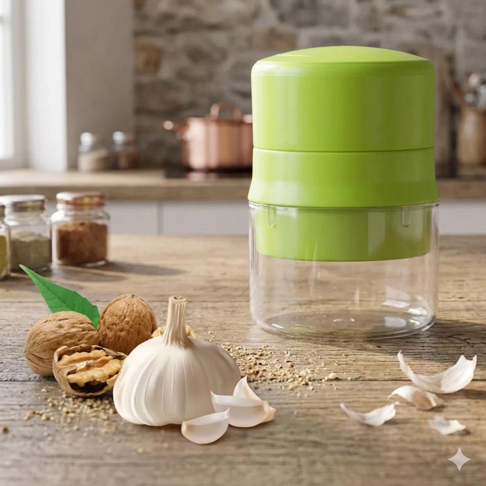 Mini Handheld Food Chopper & Garlic Mincer Manual Dicer for Vegetables, Nuts, Onion, Meat, Ginger & Pepper Easy Press Kitchen Tool
