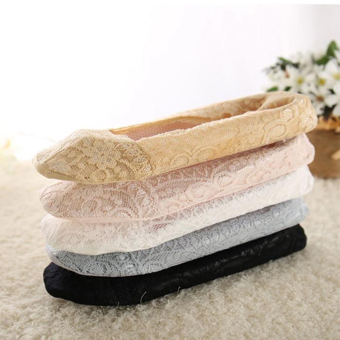 Lace Footie No-Show Socks Low Cut Anti-Slip Liner Socks for Flats & Loafers