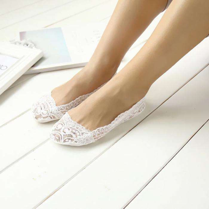 Lace Footie No-Show Socks Low Cut Anti-Slip Liner Socks for Flats & Loafers