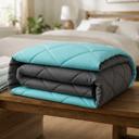 Grey/Aqua Queen 3-Piece Reversible Comforter Bedding Set with 2 Pillowcases, Lightweight Microfiber Construction, Soft Quilted Design for Year-Round Use, Available in Full/Queen & King/California King