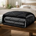 Grey/Black Queen 3-Piece Reversible Comforter Bedding Set with 2 Pillowcases, Lightweight Microfiber Construction, Soft Quilted Design for Year-Round Use, Available in Full/Queen & King/California King