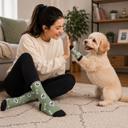 Skull Set of 2 Spooky Halloween Matching Pet & Owner Socks, Funny Dog & Cat Lover Crew Socks, Soft Comfortable Holiday Gift (Set of 2 & 6)