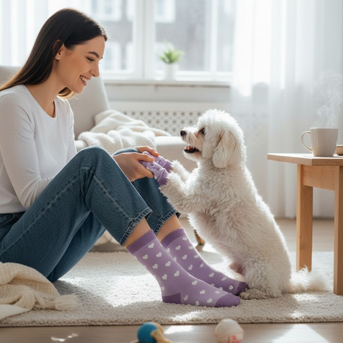 Funny Matching Pet & Owner Socks, Novelty Animal Lover Socks, Soft Comfortable Pet Lover Gift for Dog & Cat Owners