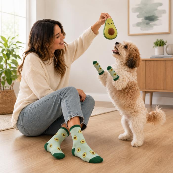 Funny Matching Pet & Owner Socks, Novelty Animal Lover Socks, Soft Comfortable Pet Lover Gift for Dog & Cat Owners