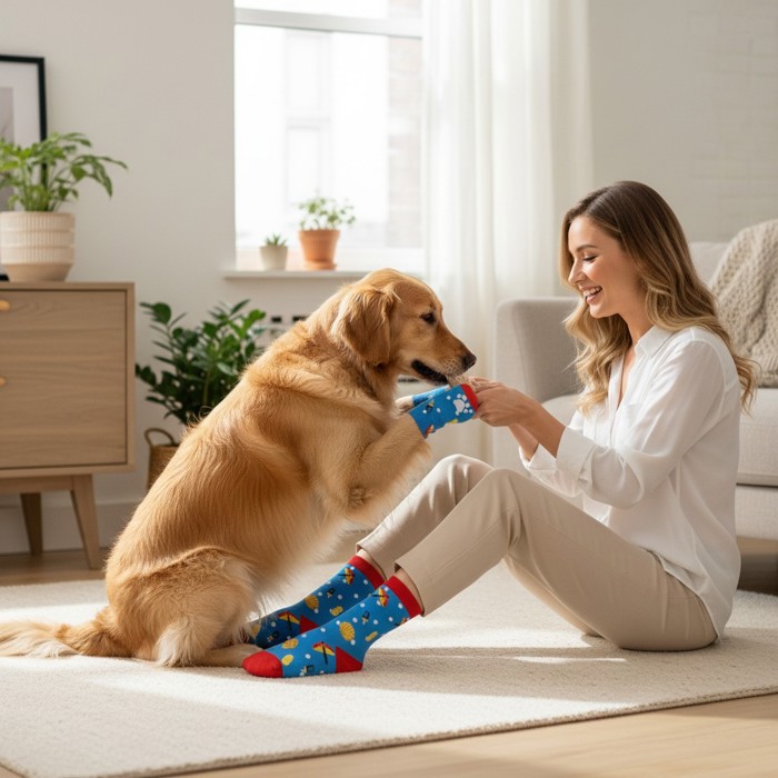 Funny Matching Pet & Owner Socks, Novelty Animal Lover Socks, Soft Comfortable Pet Lover Gift for Dog & Cat Owners