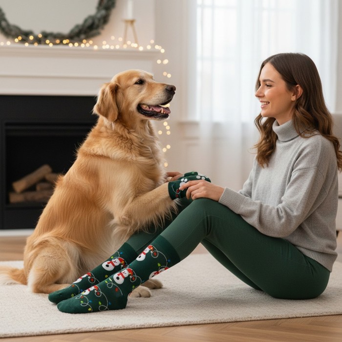 Funny Matching Pet & Owner Socks, Novelty Animal Lover Socks, Soft Comfortable Pet Lover Gift for Dog & Cat Owners