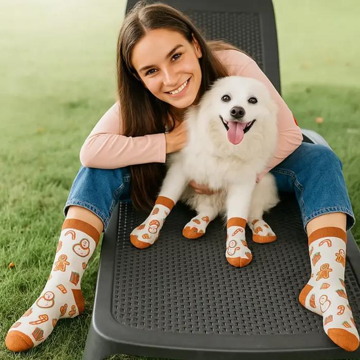 Funny Matching Pet & Owner Socks, Novelty Animal Lover Socks, Soft Comfortable Pet Lover Gift for Dog & Cat Owners