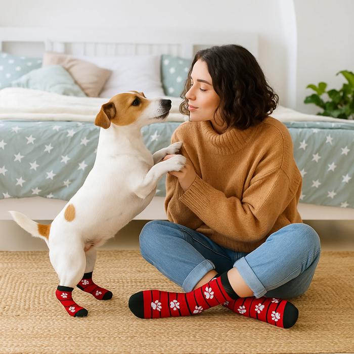 Funny Matching Pet & Owner Socks, Novelty Animal Lover Socks, Soft Comfortable Pet Lover Gift for Dog & Cat Owners