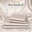 Ivory King 4 Piece Satin Sheet Set, Silky Soft Cooling Bed Sheets, Deep Pocket Fitted Sheet, Breathable Luxury Bedding for All Seasons
