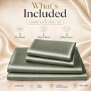 Evergreen Queen 4 Piece Satin Sheet Set, Silky Soft Cooling Bed Sheets, Deep Pocket Fitted Sheet, Breathable Luxury Bedding for All Seasons