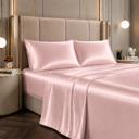 Blush Full/Double 4 Piece Satin Sheet Set, Silky Soft Cooling Bed Sheets, Deep Pocket Fitted Sheet, Breathable Luxury Bedding for All Seasons