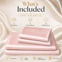 Blush Full/Double 4 Piece Satin Sheet Set, Silky Soft Cooling Bed Sheets, Deep Pocket Fitted Sheet, Breathable Luxury Bedding for All Seasons