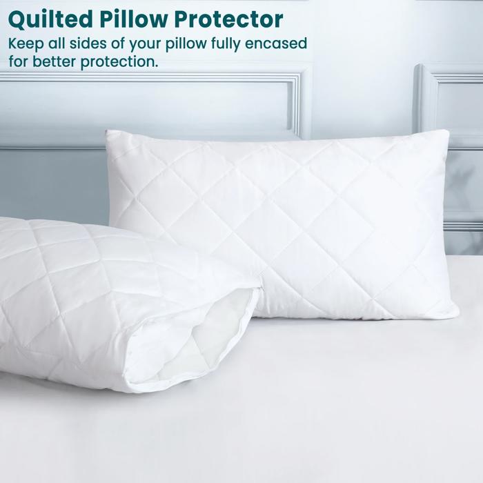 Quilted Waterproof Pillow Protector Cover – Soft, Breathable, Hypoallergenic & Dust Mite Protection